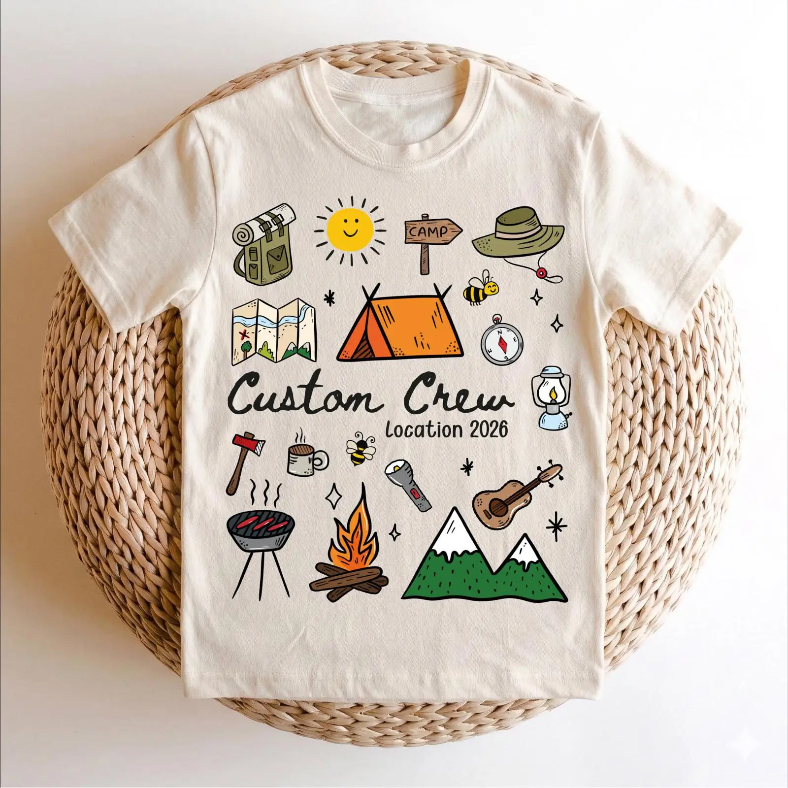 Outdoor Adventure Group - Camiseta Personalizada para Campamento Familiar 2026,