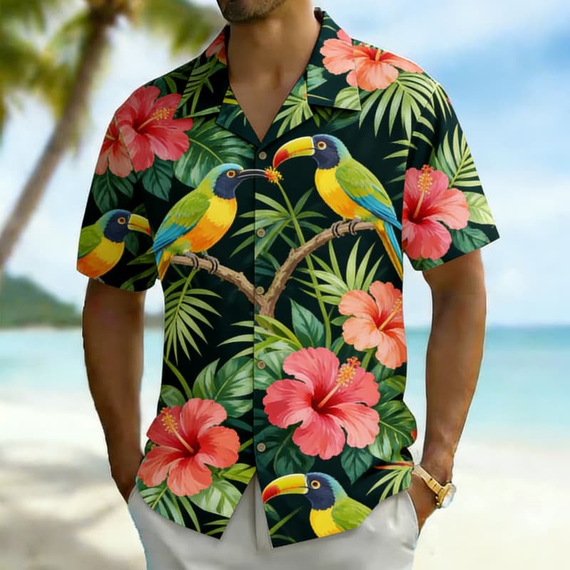 Outdoor Adventure Vacations - Camisa de hombre con estampado tropical